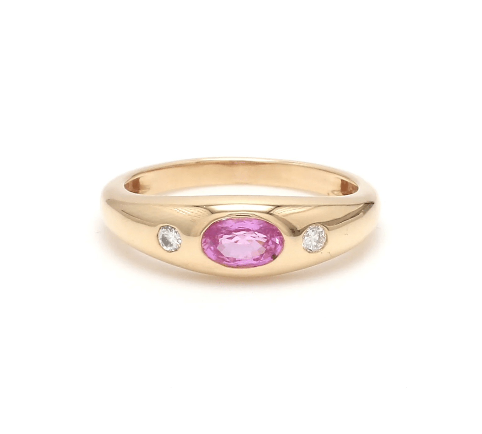 Rings 6 / Rose Gold / 14K 14K & 18K Gold  Pink Sapphire and Diamond Baby Dome Ring