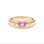 Rings 6 / Rose Gold / 14K 14K & 18K Gold  Pink Sapphire and Diamond Baby Dome Ring