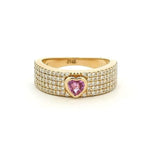 Rings 6 / Rose Gold / 14K 14K & 18K Gold Pink Sapphire and Pave Diamond Ring