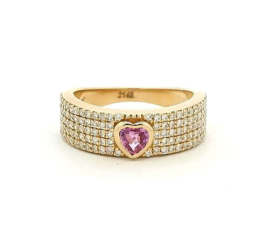 Rings 6 / Rose Gold / 14K 14K & 18K Gold Pink Sapphire and Pave Diamond Ring