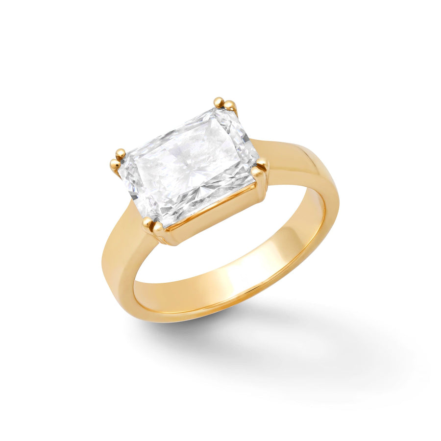 Rings 6 / Rose Gold / 14K 14K & 18K Gold Radiant Cut East West Diamond Ring, Lab Grown