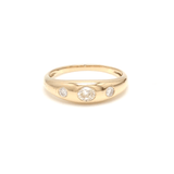 Rings 6 / Rose Gold / 14K 14K & 18K Gold Round Three Diamond Dome Ring