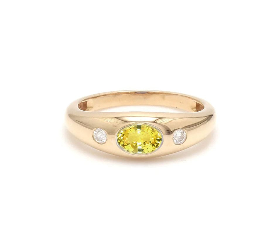 Rings 6 / Rose Gold / 14K 14K & 18K Gold Yellow Sapphire and Diamond Baby Dome Ring