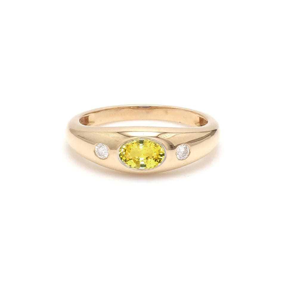 Rings 6 / Rose Gold / 14K 14K & 18K Gold Yellow Sapphire and Diamond Baby Dome Ring
