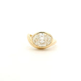 Rings 6 / Rose Gold / 14K 14K and 18K Gold Bezel Oval Diamond Wave Ring, Lab Grown