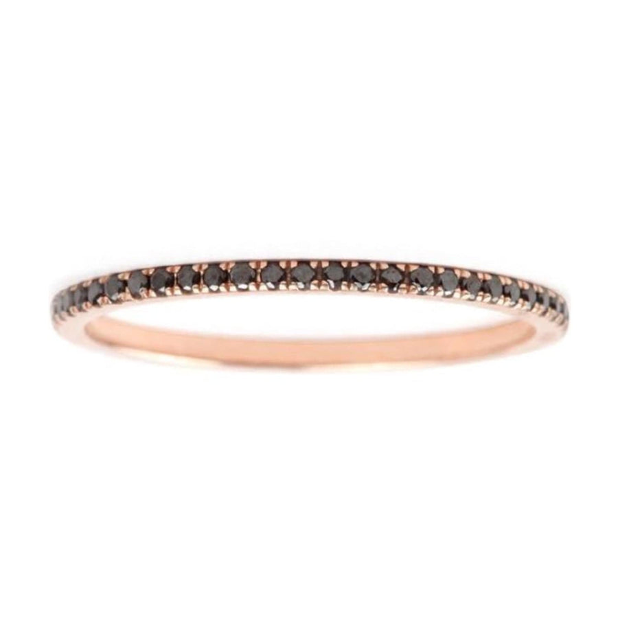 Rings 6 / Rose Gold 14K Gold and Black Diamond Eternity Stacking Rings