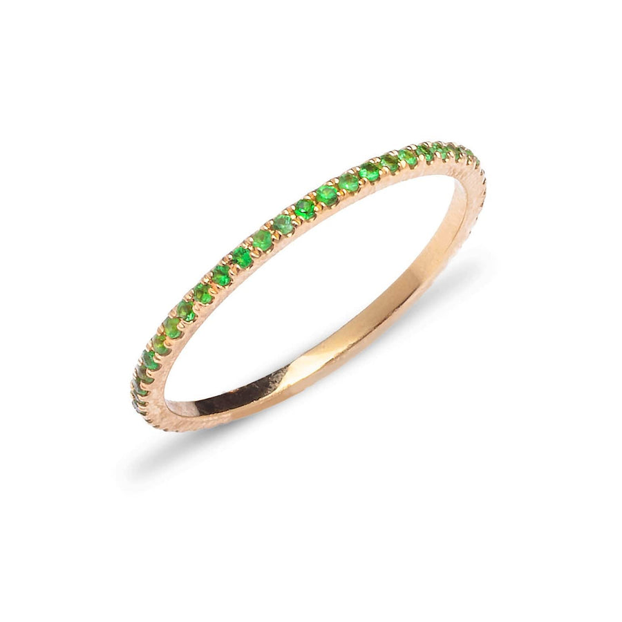 Rings 6 / Rose Gold 14K Gold and Emerald Color Tsavorite Eternity Stacking Rings