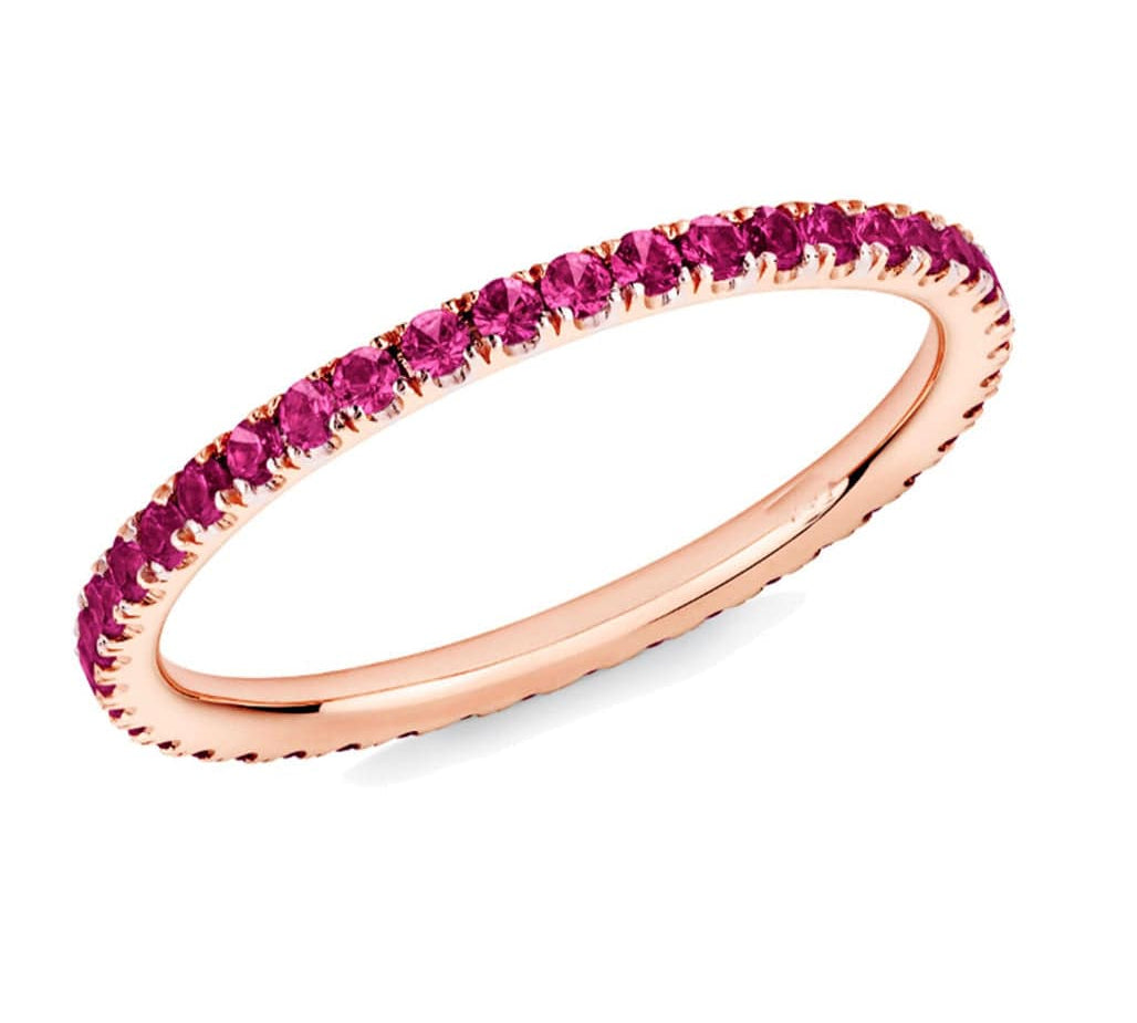 Rings 6 / Rose Gold 14K Gold and Red Ruby Eternity Stacking Rings
