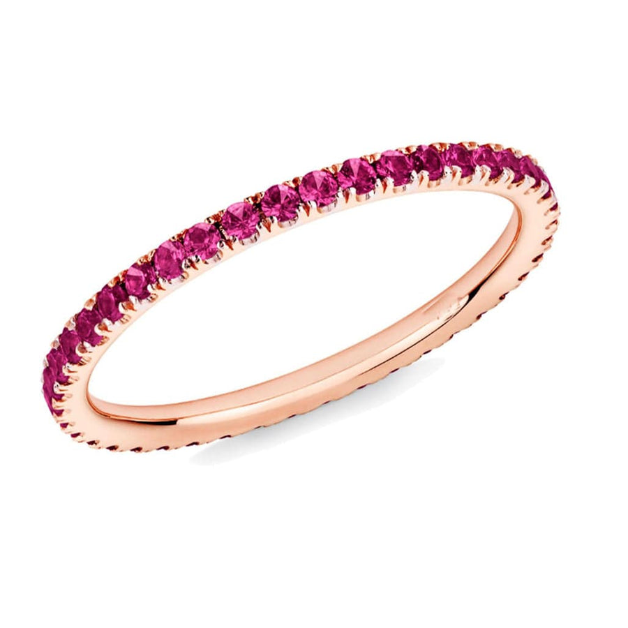 Rings 6 / Rose Gold 14K Gold and Red Ruby Eternity Stacking Rings