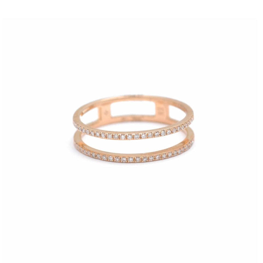 Rings 6 / Rose Gold 14K Gold Double Micro-Pave Band Rings