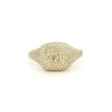 Rings 6 / Rose Gold 14K Gold Micro-Pave Diamond and Baquette Dome Ring