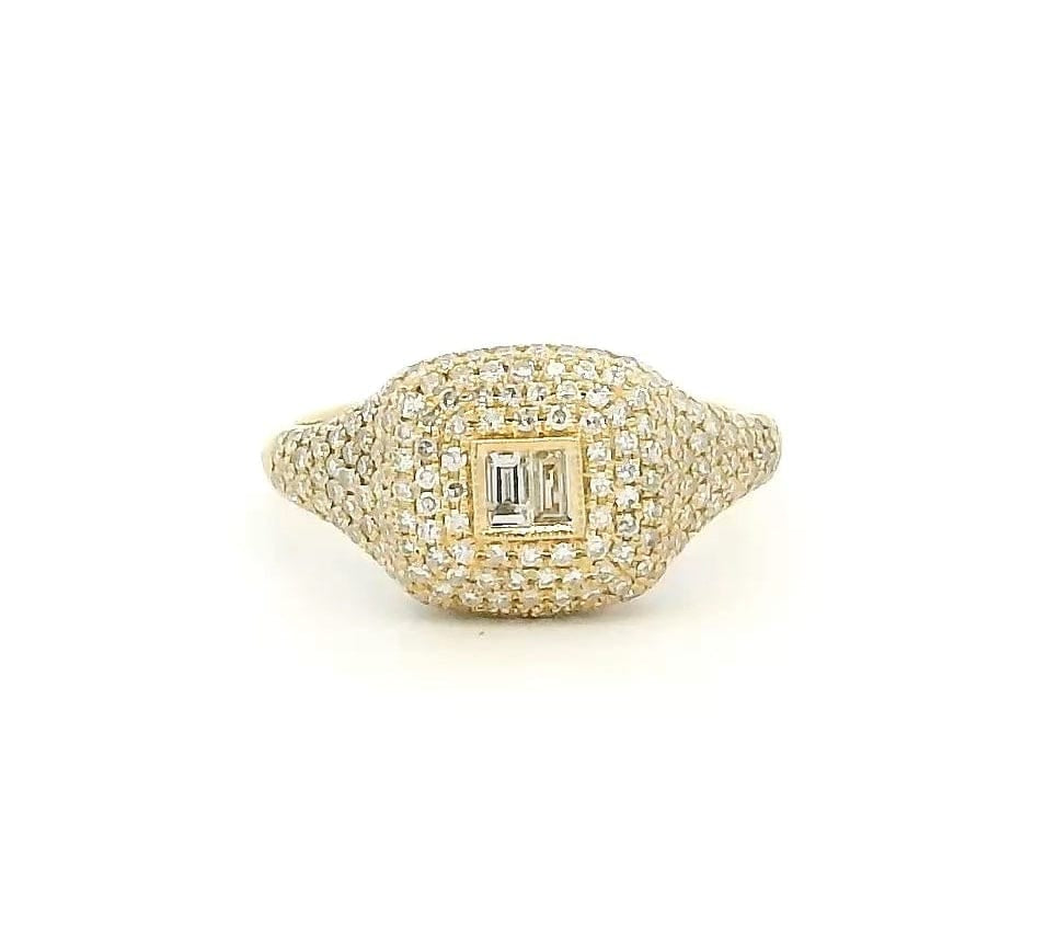 Rings 6 / Rose Gold 14K Gold Micro-Pave Diamond and Baquette Dome Ring