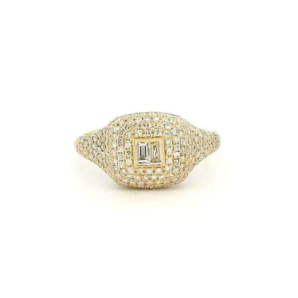 Rings 6 / Rose Gold 14K Gold Micro-Pave Diamond and Baquette Dome Ring