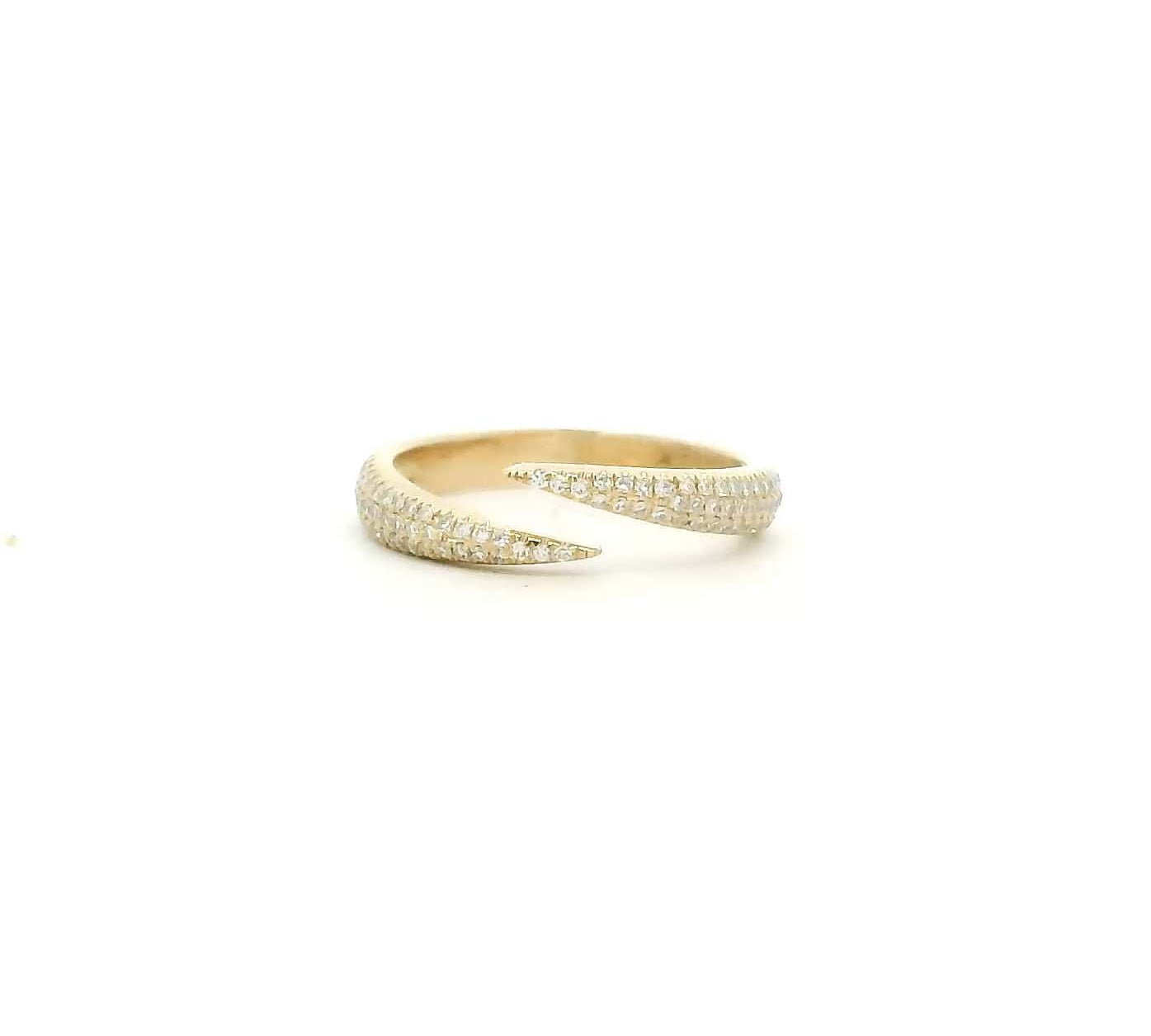 Rings 6 / Rose Gold 14K Gold Micro-Pave Diamond Wrap Around Dome Ring