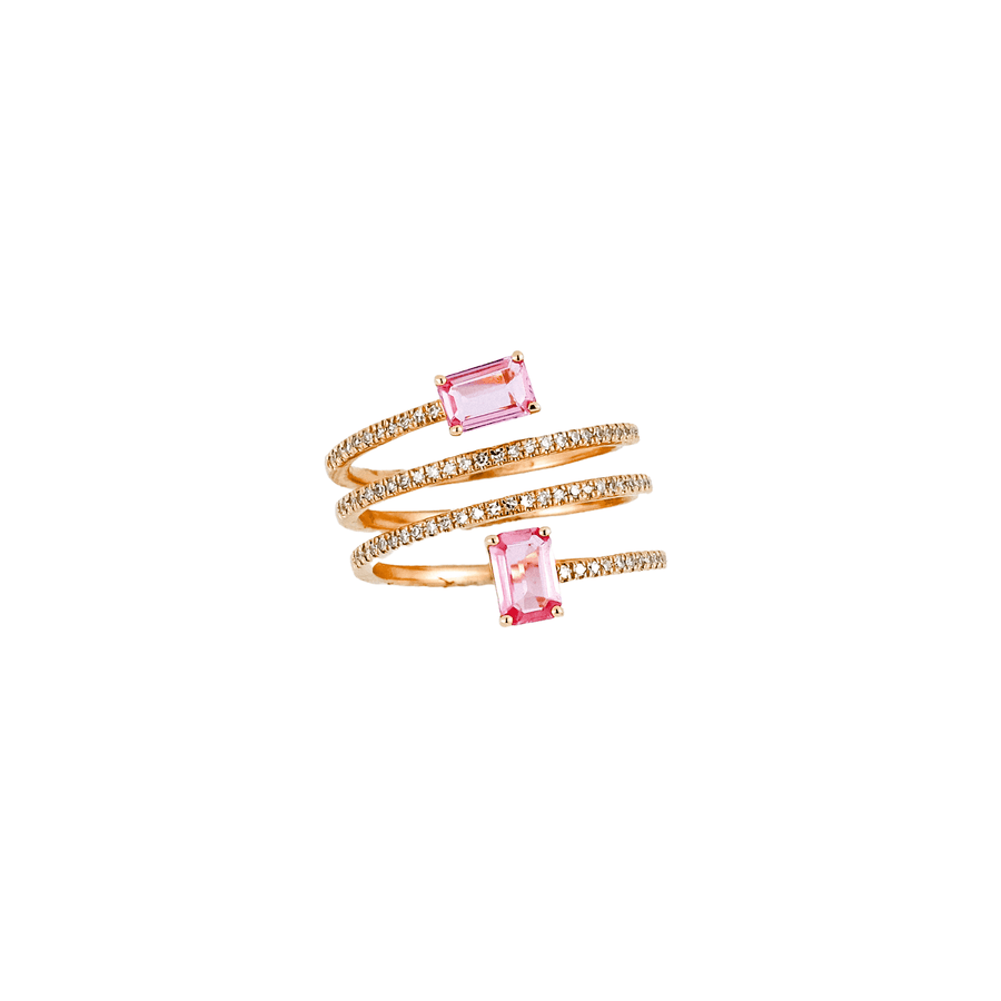 Rings 6" / Rose Gold 14K Gold Pink Sapphire and Diamond Wrap Around RIng