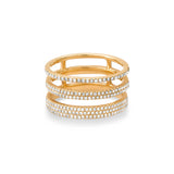 Rings 6 / Rose Gold 14K Gold Triple Micro-Pave Diamond Ring, Micro-Pave Bands, Pinky or Midi