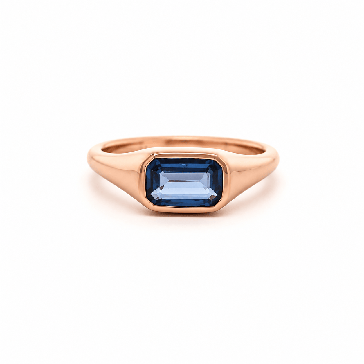 Rings 6 / Rose Gold / 18K 18K Gold  East West Blue Sapphire Baby Dome Ring