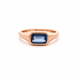 Rings 6 / Rose Gold / 18K 18K Gold  East West Blue Sapphire Baby Dome Ring