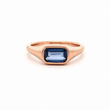 Rings 6 / Rose Gold / 18K 18K Gold  East West Blue Sapphire Baby Dome Ring