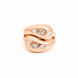 Rings 6 / Rose Gold 18K Gold Diamond Dome Diamond Wave Ring