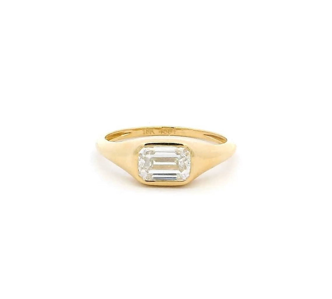 Rings 6 / Rose Gold 18K Gold East West Diamond Baby Dome Ring, Lab Grown