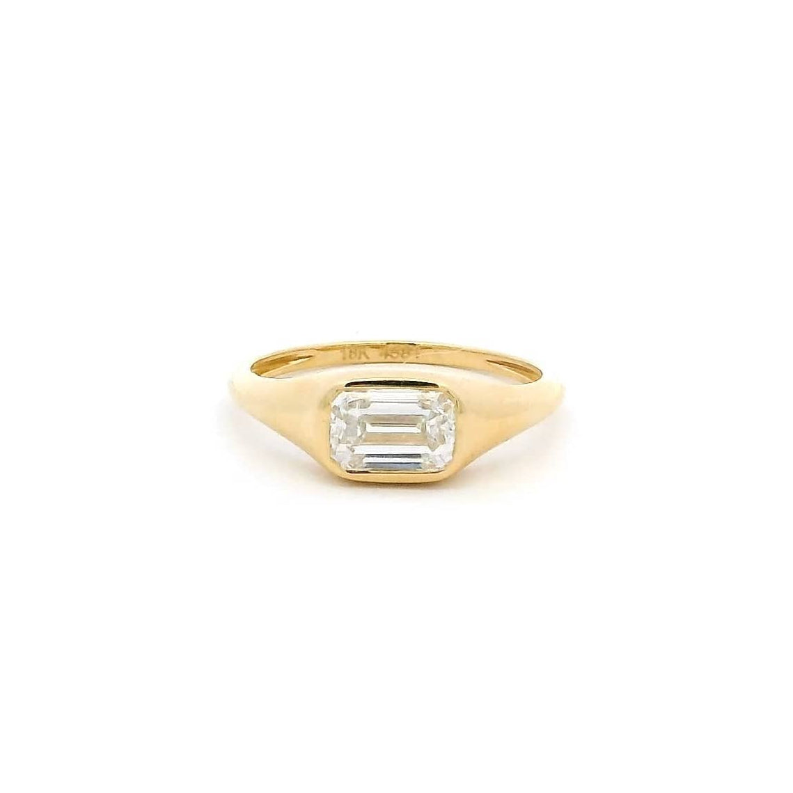 Rings 6 / Rose Gold 18K Gold East West Diamond Baby Dome Ring, Lab Grown