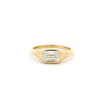 Rings 6 / Rose Gold 18K Gold East West Diamond Baby Dome Ring, Lab Grown