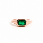 Rings 6 / Rose Gold 18K Gold East West Emerald Baby Dome Ring