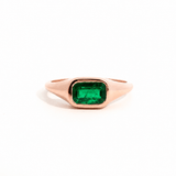 Rings 6 / Rose Gold 18K Gold East West Emerald Baby Dome Ring