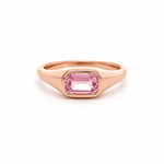 Rings 6 / Rose Gold 18K Gold East West Pink Sapphire Baby Dome Ring