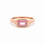 Rings 6 / Rose Gold 18K Gold East West Pink Sapphire Baby Dome Ring