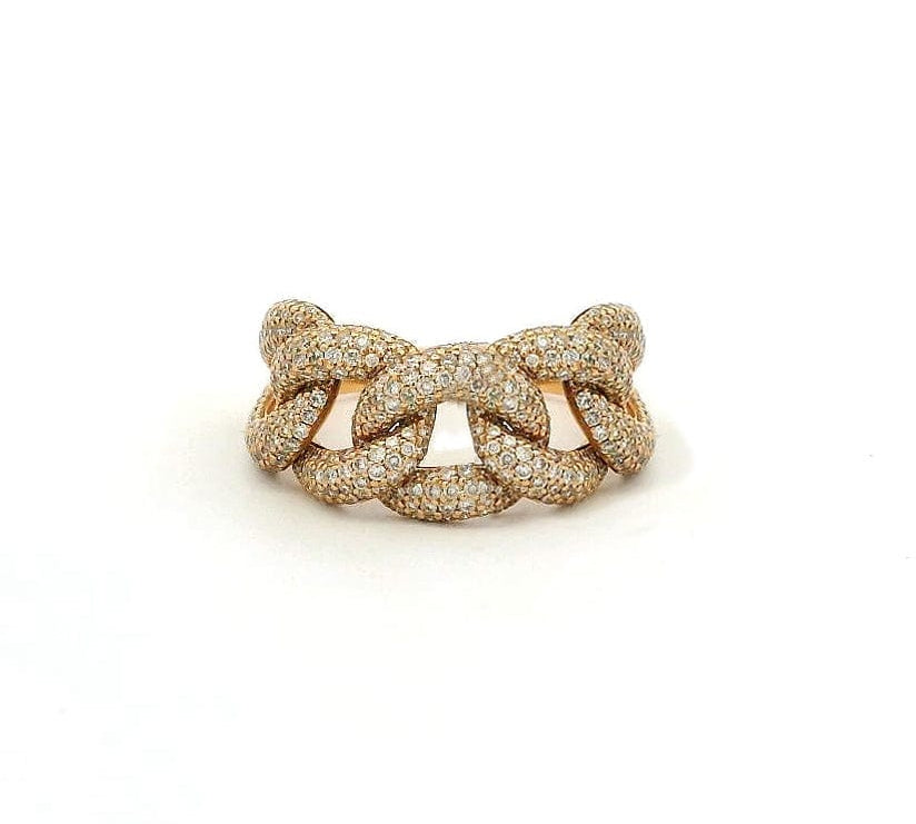 Rings 6 / Rose Gold 18K Gold Large Micro-Pave Puffy Cuban Link Chain Diamond Ring