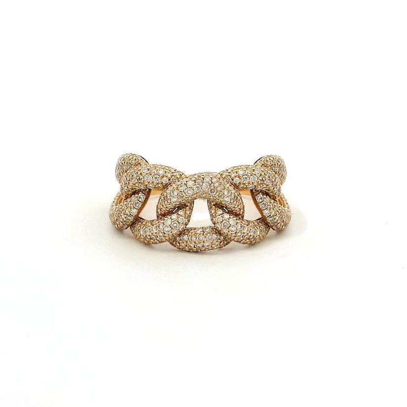 Rings 6 / Rose Gold 18K Gold Large Micro-Pave Puffy Cuban Link Chain Diamond Ring