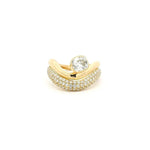 Rings 6 / Rose Gold 18K Gold Micro-Pave and Bezel Set Cushion Cut Diamond Wave Ring