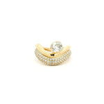 Rings 6 / Rose Gold 18K Gold Micro-Pave Bezel Oval Diamond Wave Ring, Lab Grown