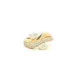 Rings 6 / Rose Gold 18K Gold Micro-Pave Double Pear Diamond Wave Ring