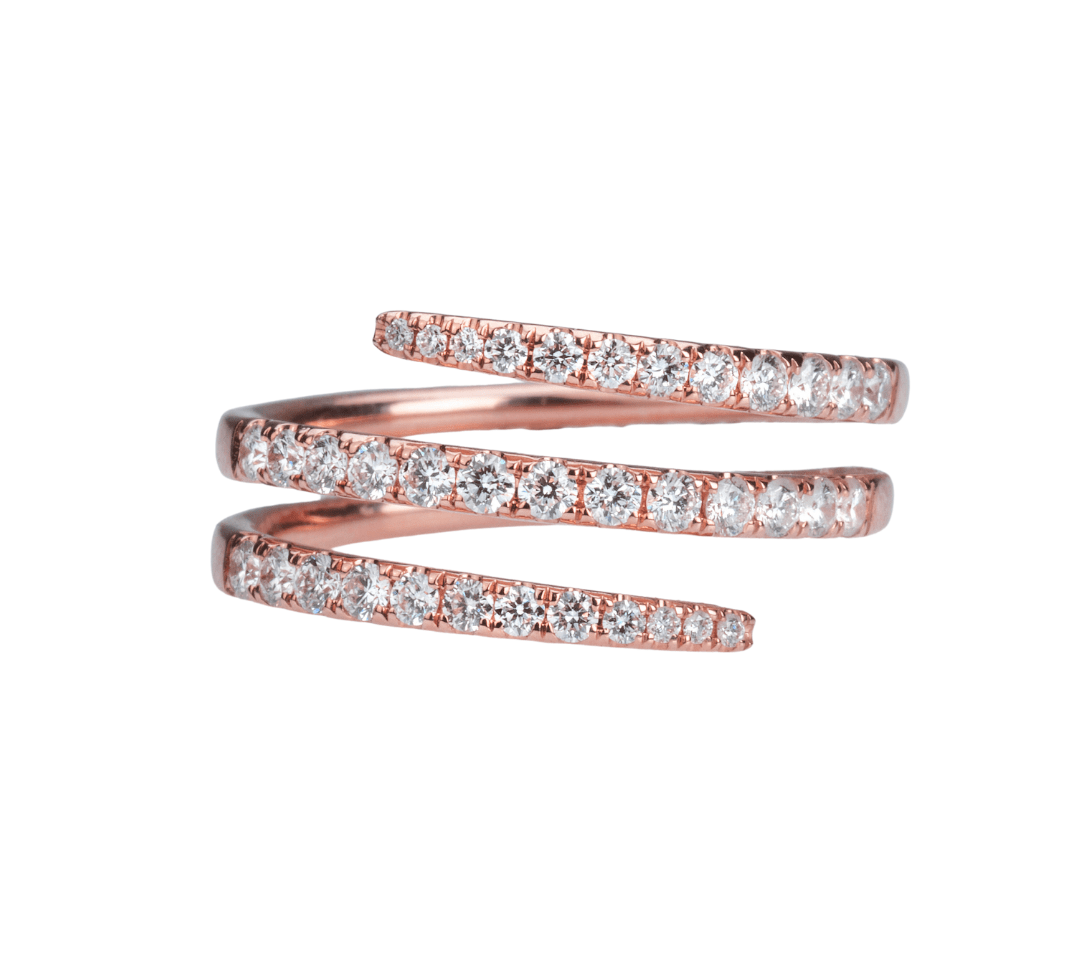 Rings 6" / Rose Gold 18K Gold Stretch Gold and Diamond Wrap Around Ring