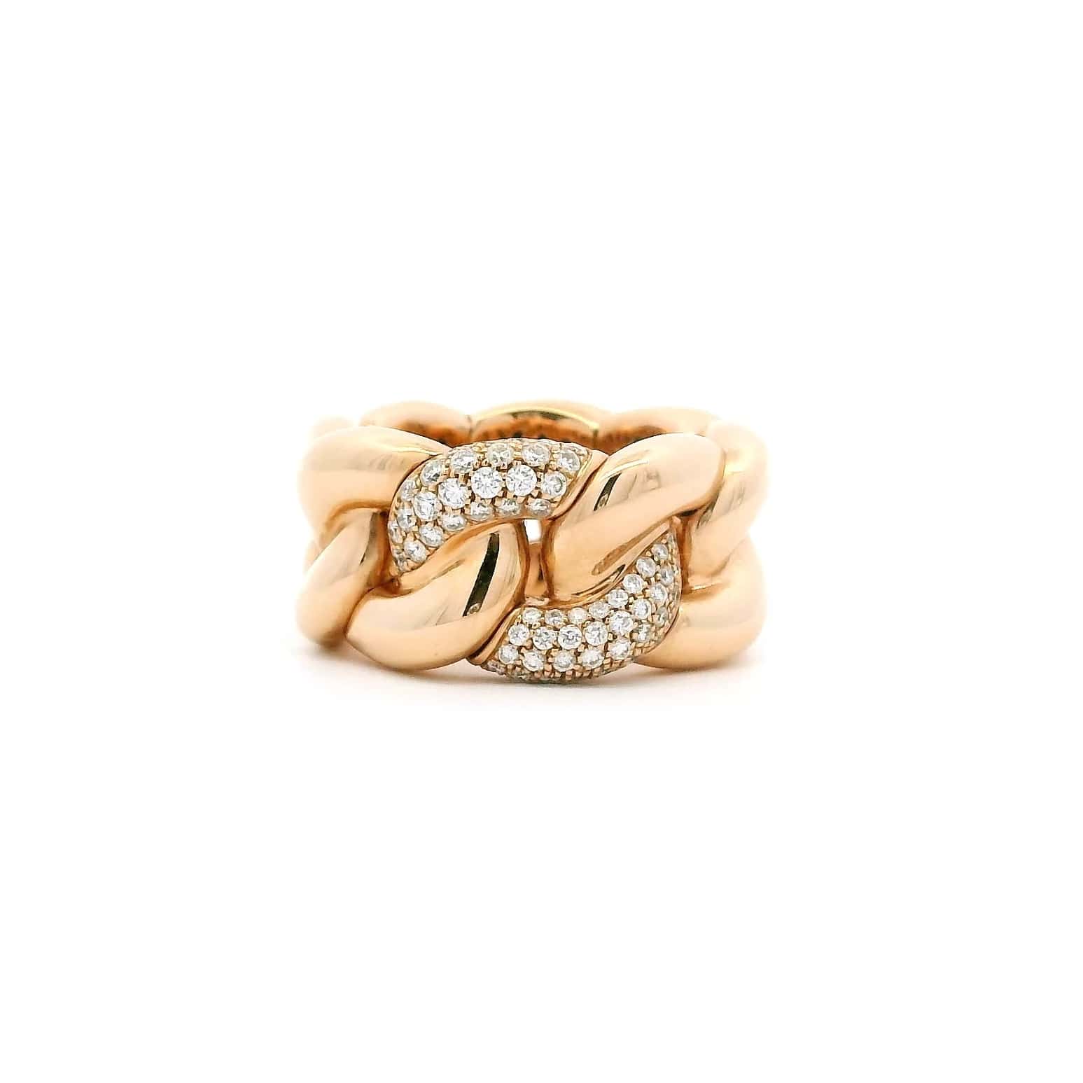 Rings 6 / Rose Gold 18K Gold Stretch Micro-Pave Cuban Link Chain Diamond Ring