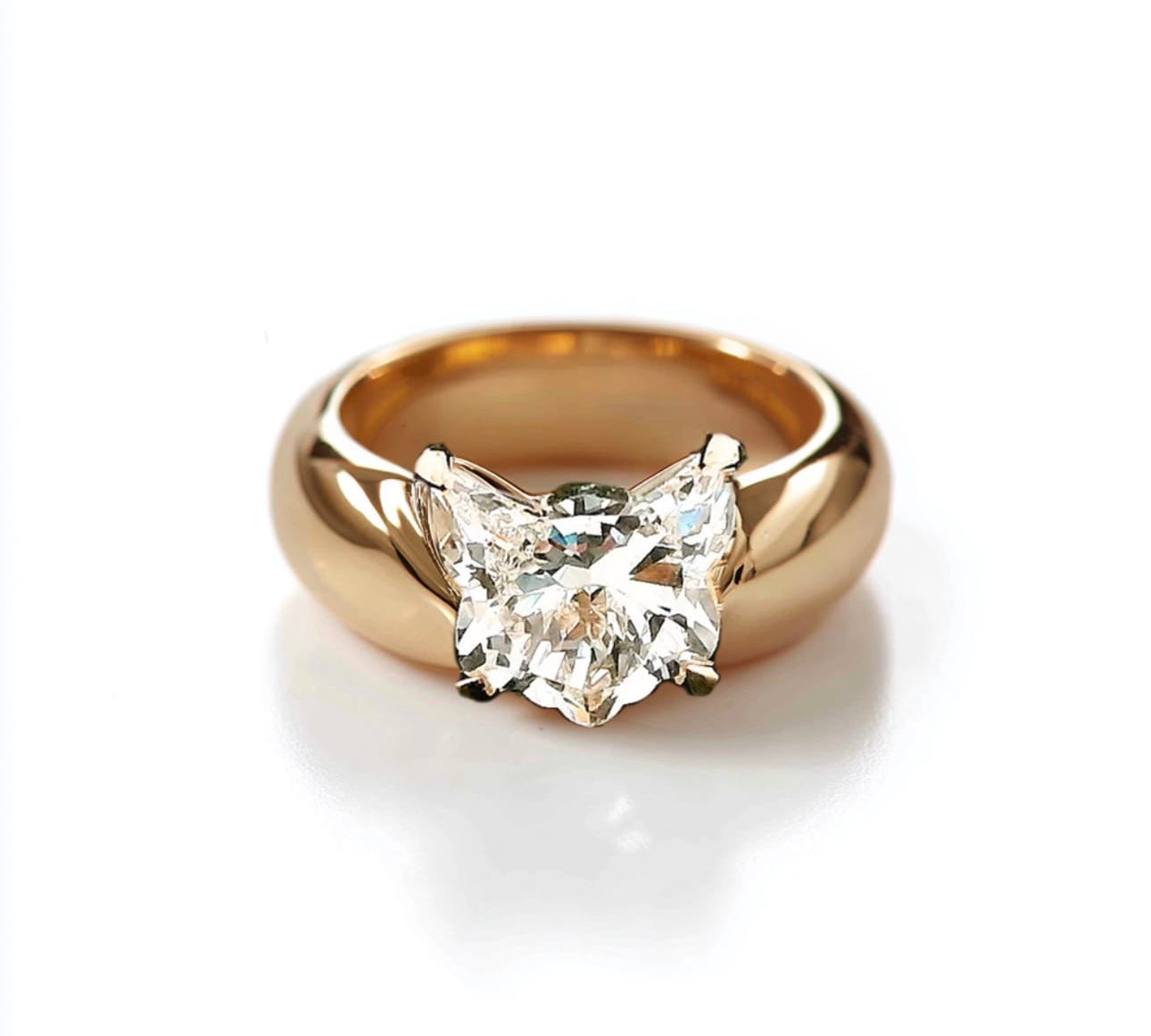 Rings 6 / Rose Gold / 2 carat 18K Gold Diamond Dome Cat Ring Made To Benefit The Kittens, Lab Grown