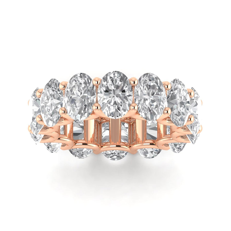 Rings 6 / Rose Gold / 9.80 ct 14K Gold Oval Diamond Eternity Band, Lab Grown