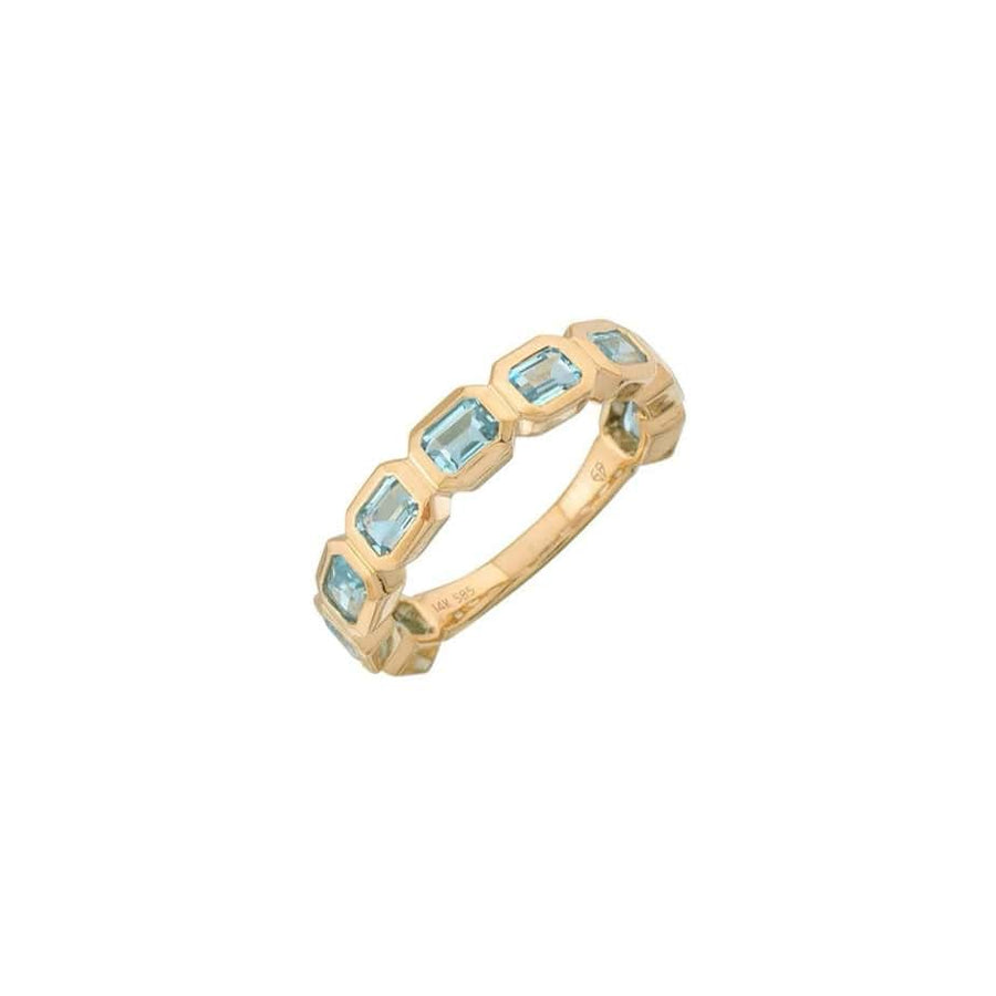 Rings 6 / Rose Gold Blue Topaz Bezel Sideways Set Eternity Ring