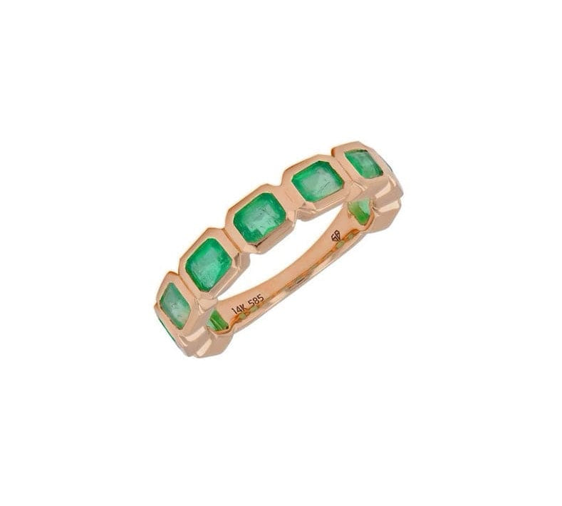 Rings 6 / Rose Gold Emerald Bezel Sideways Set Eternity Ring