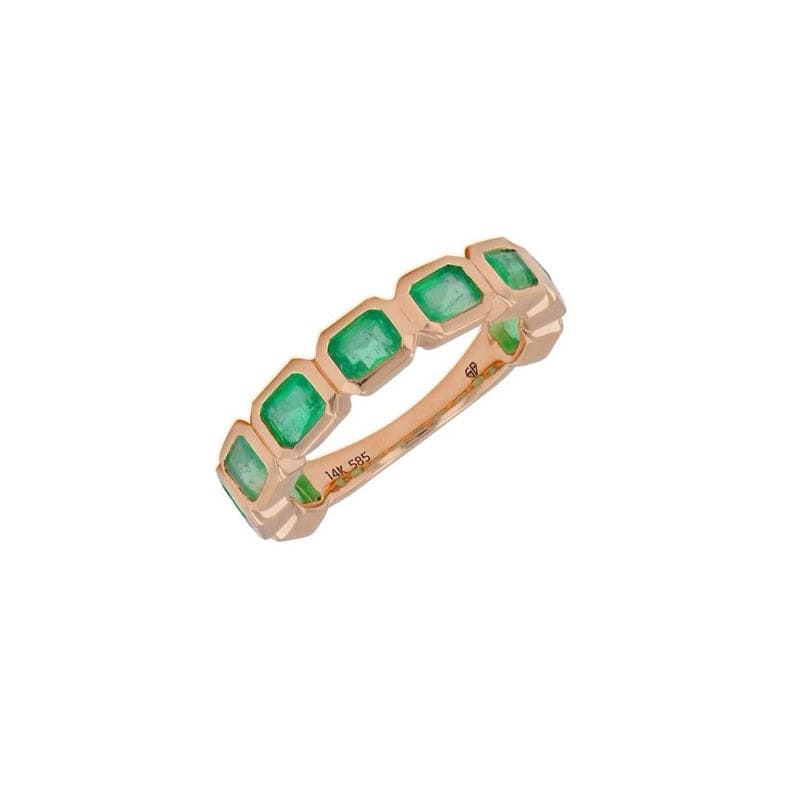 Rings 6 / Rose Gold Emerald Bezel Sideways Set Eternity Ring