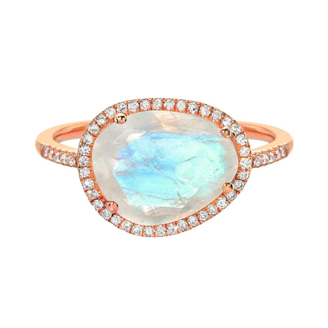 Rings 6 / Rose Gold Moonstone and Diamond Ring
