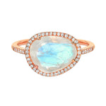 Rings 6 / Rose Gold Moonstone and Diamond Ring