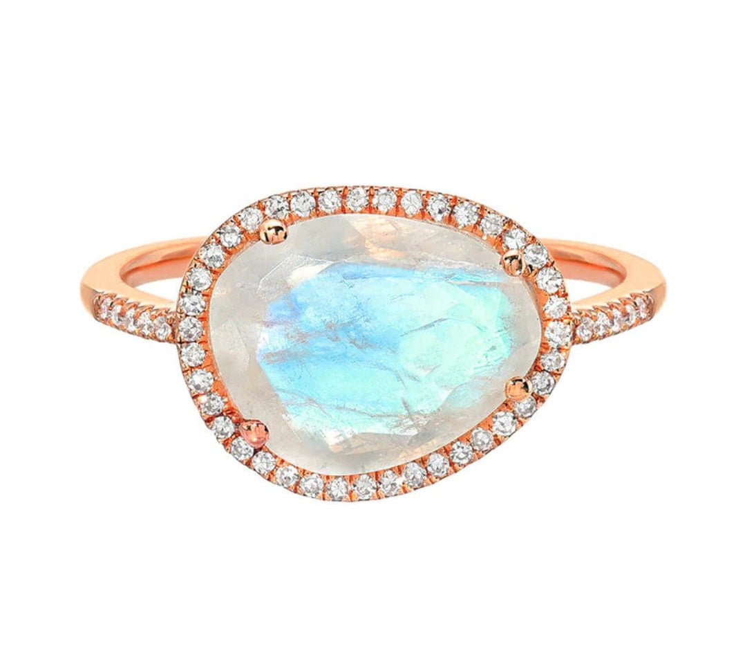 Rings 6 / Rose Gold Moonstone and Diamond Ring