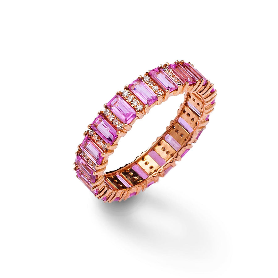 Rings 6 / Rose Gold Pink Sapphire and Diamond Eternity Ring