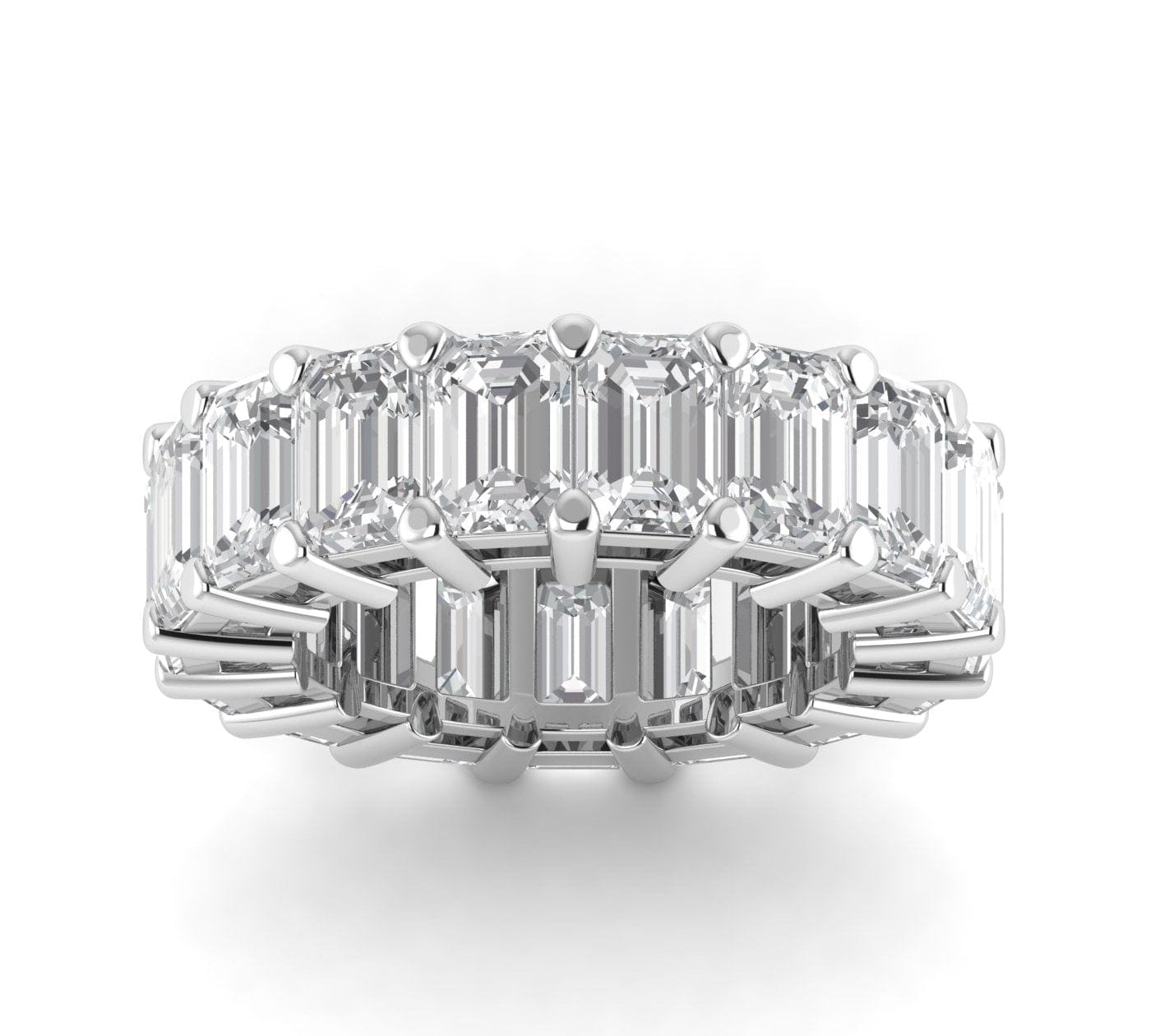 Rings 6 / White Gold / 11.9 ct 14K Gold Emerald Cut Diamond Eternity Ring Lab Grown
