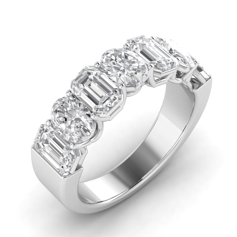 Rings 6 / White Gold / 14K 14K & 18K Gold Emerald and Oval Diamond Eternity Ring, Lab Grown