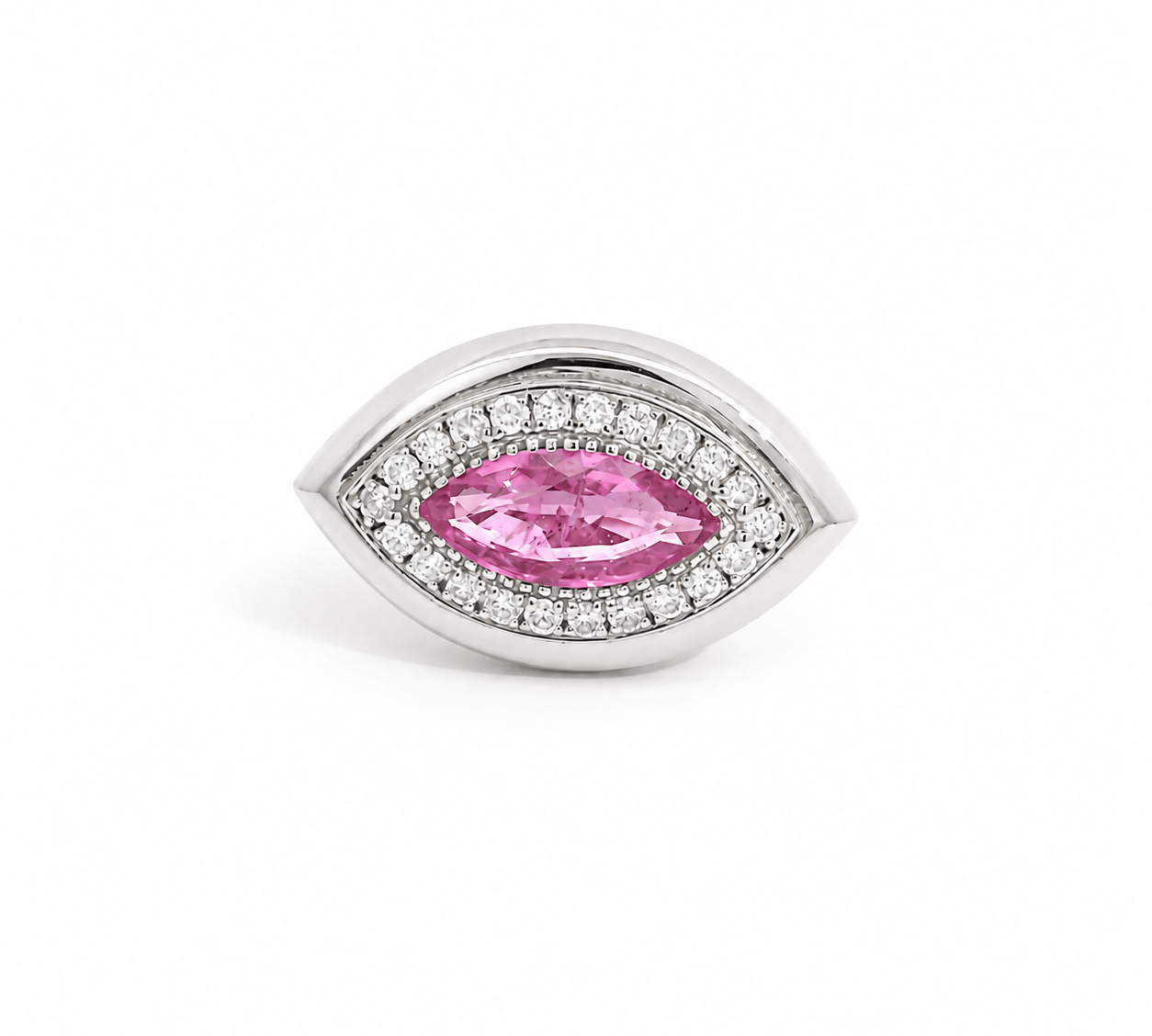 Rings 6 / white gold / 14K 14K & 18K Gold Marquise Pink Sapphire And Diamond Ring